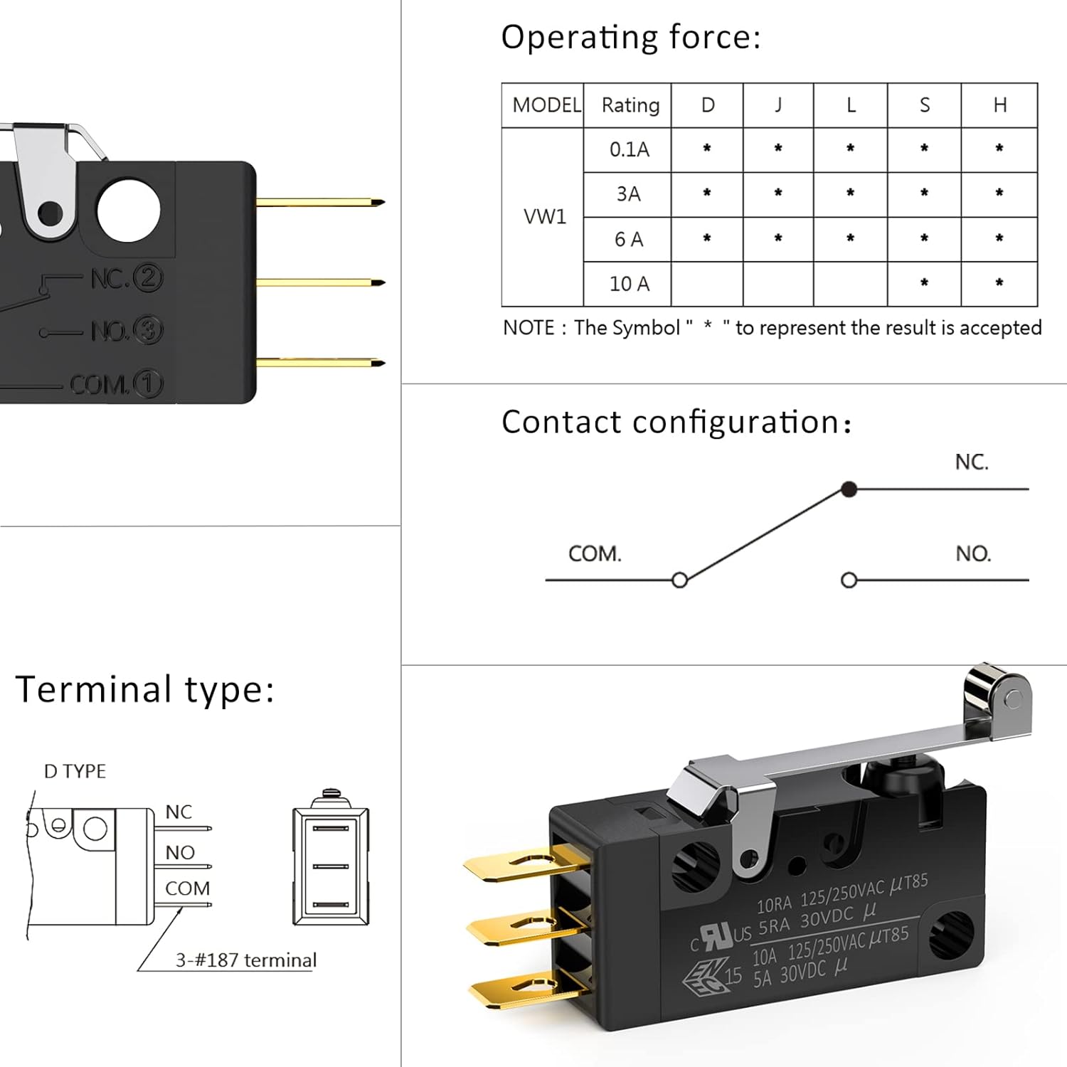 Hinge Roller Lever Waterproof Momentary Push Button Micro Limit Switch ...